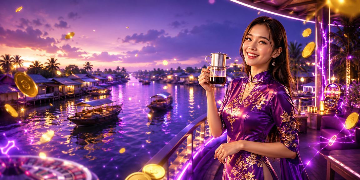 Người dùng tại vùng Mekong thưởng thức cà phê và trải nghiệm casino trực tuyến